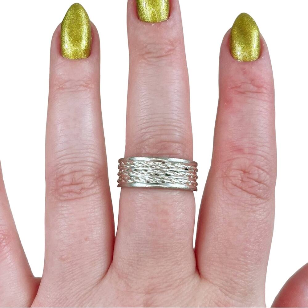 Vintage Silver 925 Sterling Silver Triple Twist Rope Ring Jewelry Sz 9.5 Classic